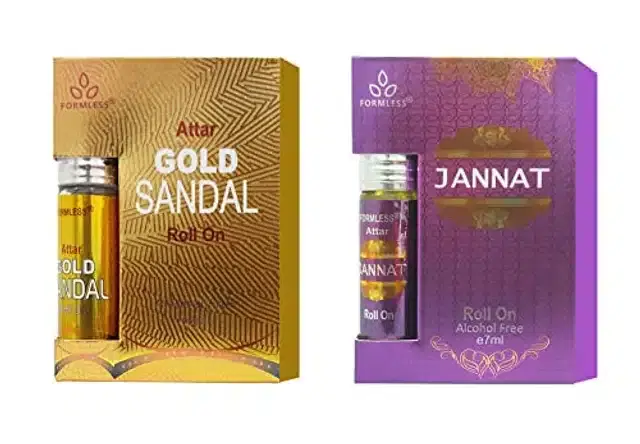 Formless Gold Sandal & Jannat Roll On Attar, 7 ml, Pack of 2