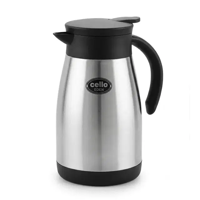 Cello Eden Vacusteel Serving Flask, 600 ml | Pack Of 1 | Hot & Cold Up To 24 Hours | Easy-Pour Spout