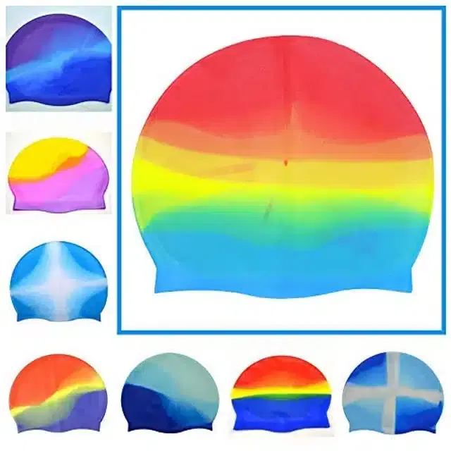 Waterproof Silicone Swimming Cap for Men & Women, Assorted