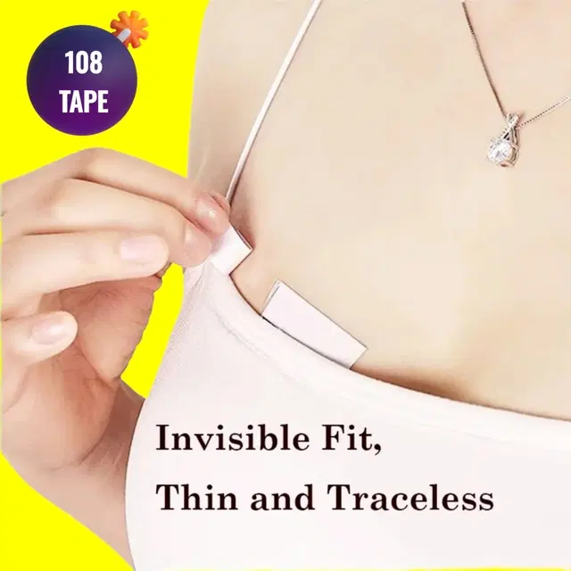 Acrylic Film Clothing 108 Double Sided Tape Strips, Transparent, Set of 1