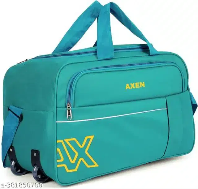 PU Trolley Duffel Bag for Men & Women, Sea Green