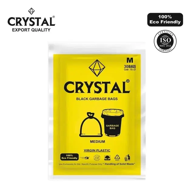 Crystal Garbage Bag Pouch M 19x21-30 Pc Black