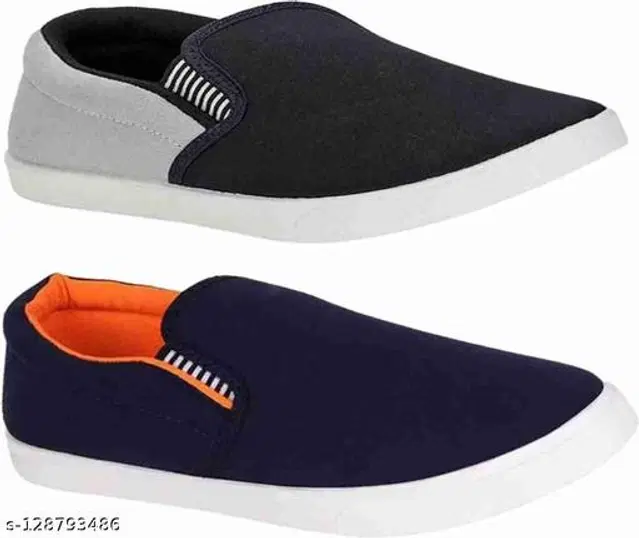 Loafers for Men, Pack of 2 (Black & Navy Blue, 10)