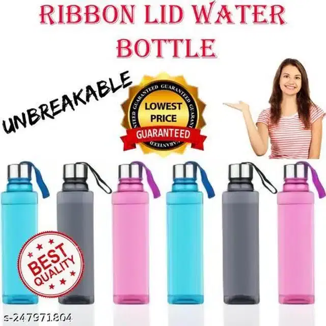 Plastic Water Bottles, Multicolor, 1000 ml, Pack of 6