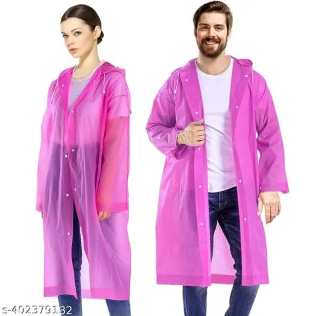 Polyester Rain Coat for Men & Women, Pink, Free Size, Pack of 1
