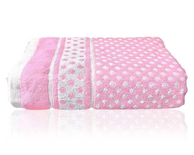 Morado Multiuses Dot Printed Soft Cotton Bath Towel, Pink, 24X48 Inches, Pack Of 1, OC-4