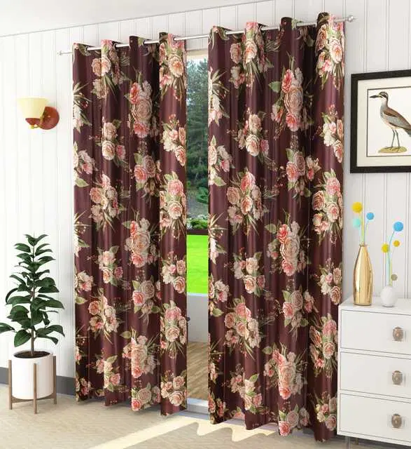 Homefab Polyester Curtains, Coffee Brown, 5 Feet, HF-196