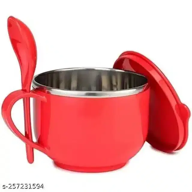 Leak Proof Serving Bowl with Lid and Spoons Set, Red, Set of 1