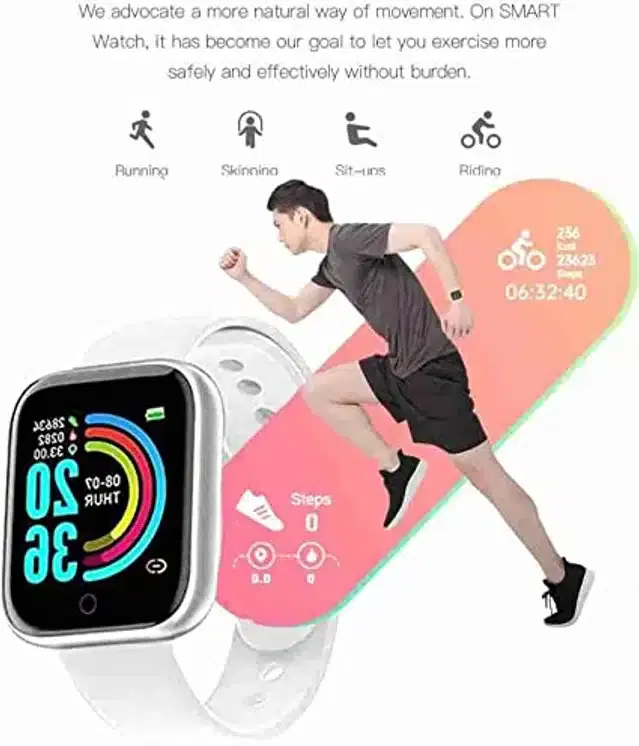 D20 Touch Screen Smart Watch, White