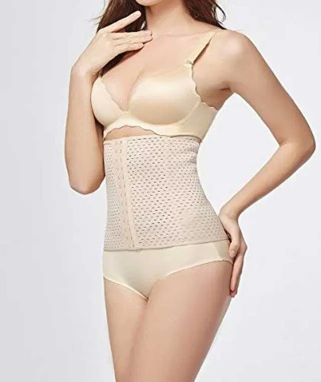 Air Breath Tummy Grip Belt Waist Trainer Trimmer and Slimming Corset 3 Hooks Girdle with Wire Support (S74)