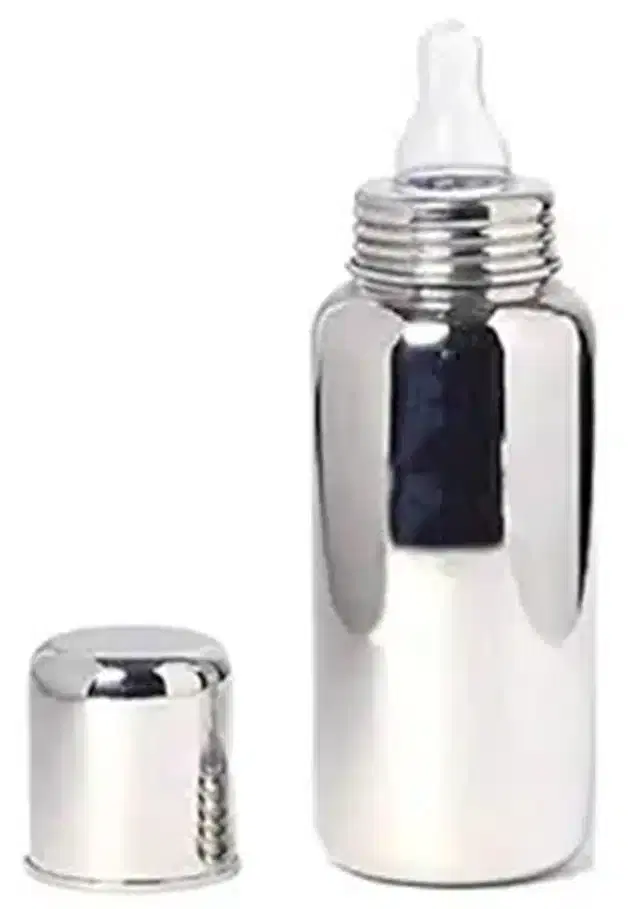 Stainless Steel Feeding Bottle for Kids, Silver, 250 ml
