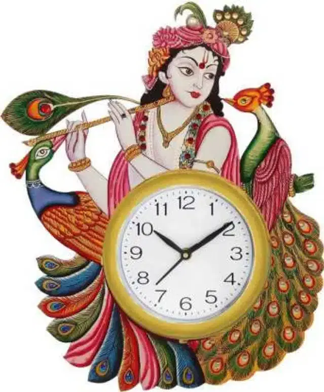 Wooden Wall Clock for Office and Living Room, Multicolor