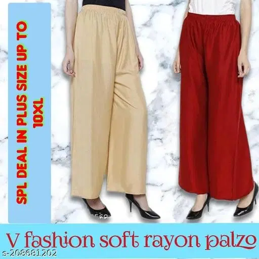 Palazzos for Women, Pack of 2 (Beige, 28)