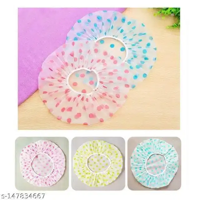 Plastic Waterproof Shower Caps, Assorted, Pack of 2
