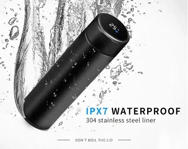 Stainless Steel Water Bottle with LED Temperature Display, Black, 500 ml