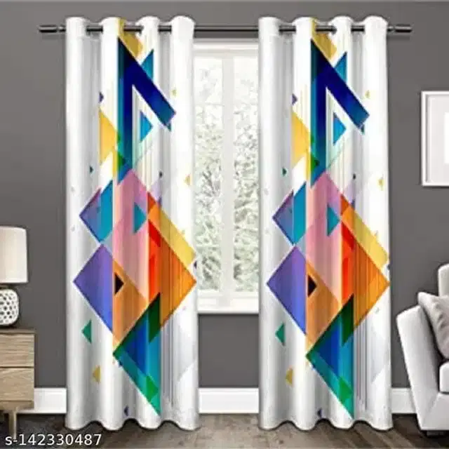 Polyester Window Curtain, Multicolor, 5 Feet, Pack of 2