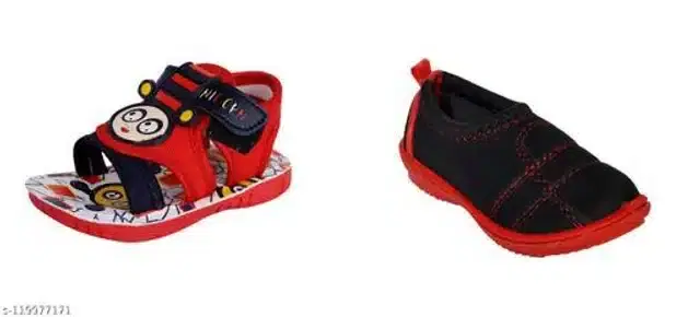 Velcro Sandals for Infants, Pack of 2 (Multicolor, 6-9 Months)