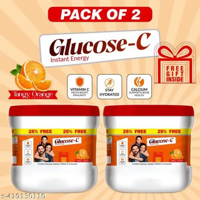 Glucose-C Orange Flavour Energy Powder, 500 g, Pack of 2