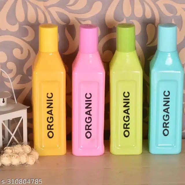 Plastic Water Bottles Set, Pack of 4, Multicolor, 500 ml