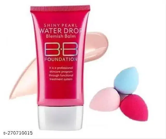 Shiny Pearl Water Drop B.B Foundation with Makeup Sponge Blender, Set of 4