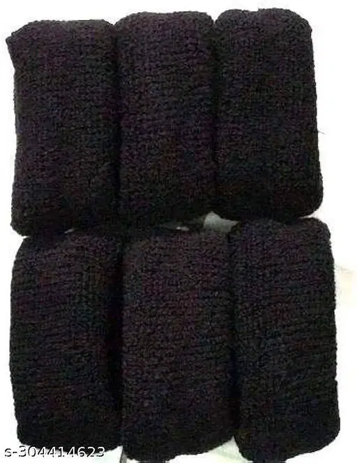 Polyester Hair Ties for Women, Pack of 6 (Black)