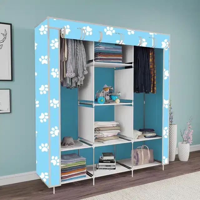 Carbon Steel 3 Door 8 Shelf Printed, Multicolor
