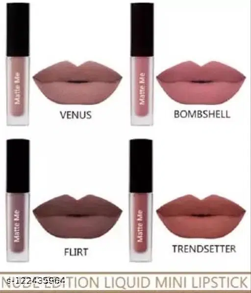 Nude Edition h-U-d-A Quality Long Lasting Kiss Proof Beauty Lipstick m-A-c Combo Set of 4 Lipstick  (Black, 12 ml)