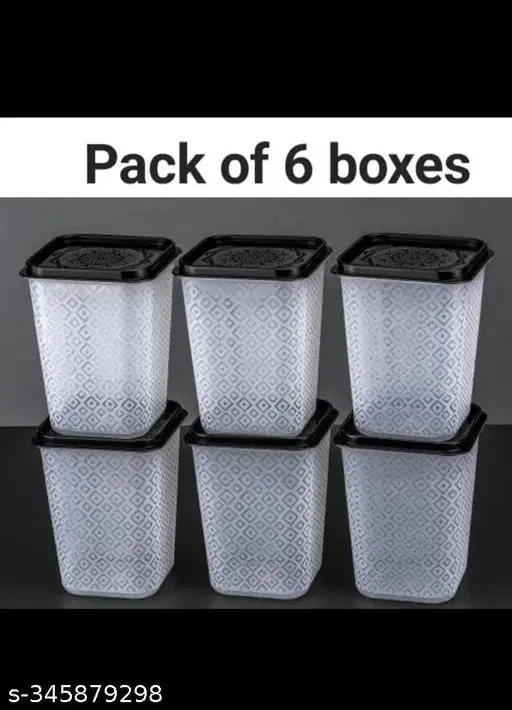 Plastic Storage Containers, White, Pack of 6 (1000 ml)