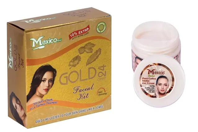 Maxico Herbs Gold Facial Kit with Coffee Under Eye Cream, Pack of 2