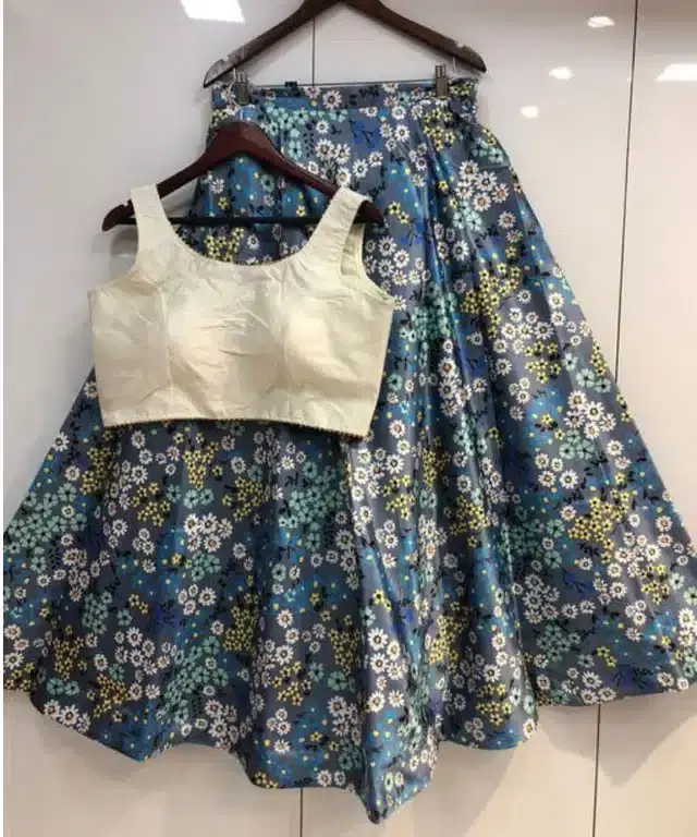 Digital Printed Unstitched Lehenga Choli for Women (Multicolor)