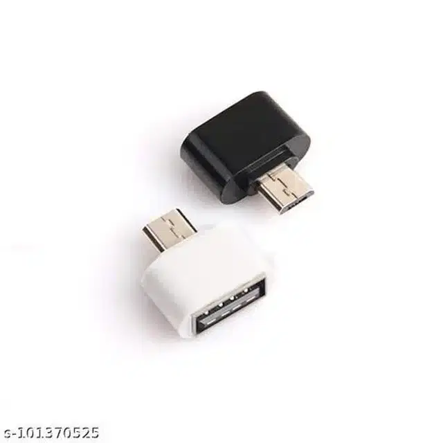 Micro USB OTG to USB 2.0 Adapter, Black & White, Pack of 2