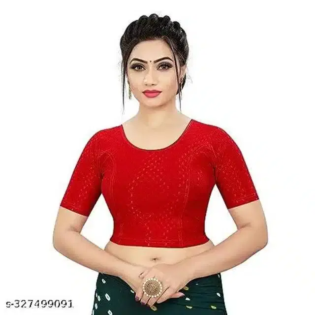 Half Sleeves Blouse for Women (Red, 28)