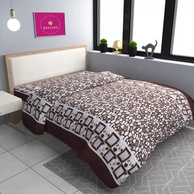 Woolen Printed Double Bed Duvet Cover, Brown, 90x100 Inches