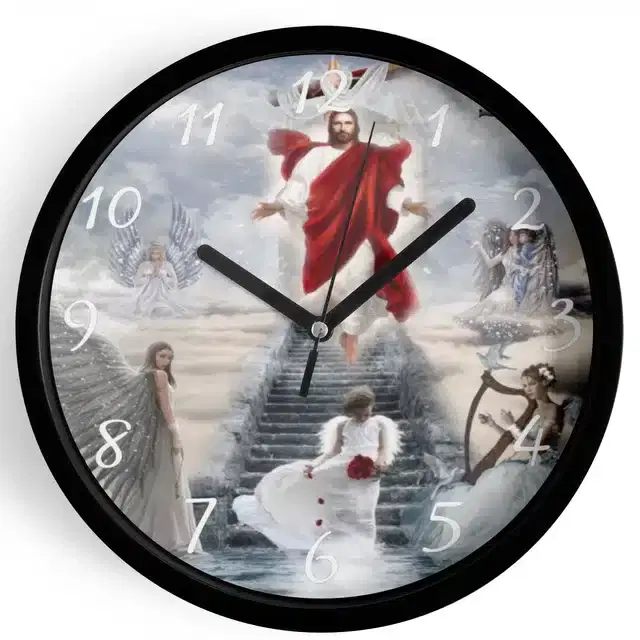 Plastic Jesus Printed Wall Clock, Multicolor, 10x10 Inches