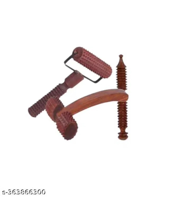 Wooden Body Massager Set, Brown, Set of 3