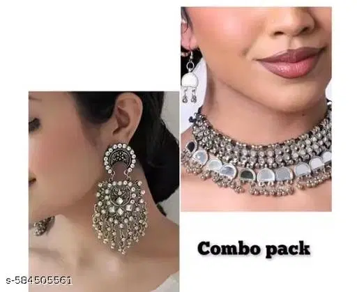 stylish mirror work combo jewellery set