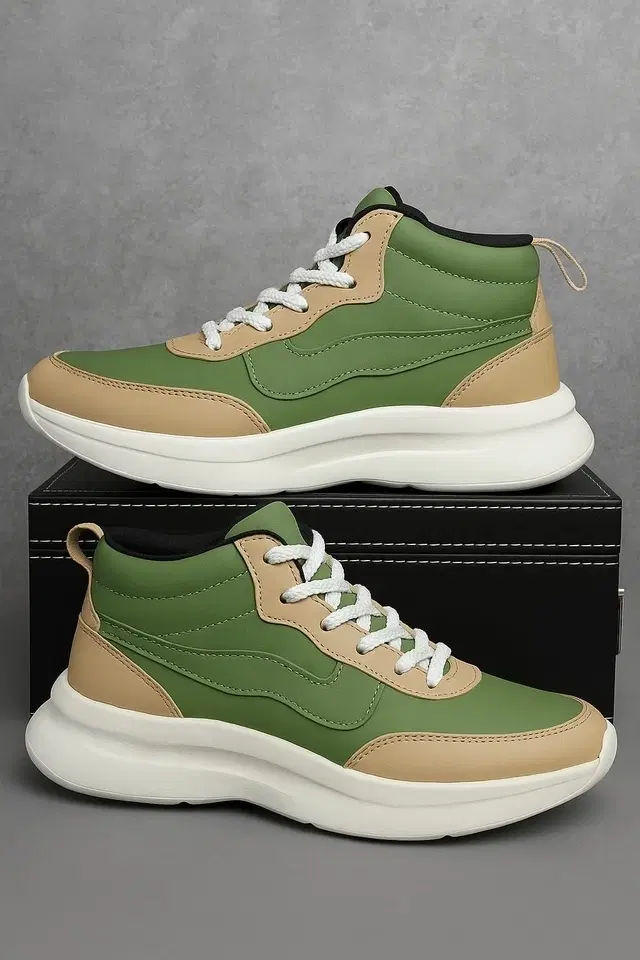 Densu Casual Shoes for Men Green Boot Hocky, Olive (6)