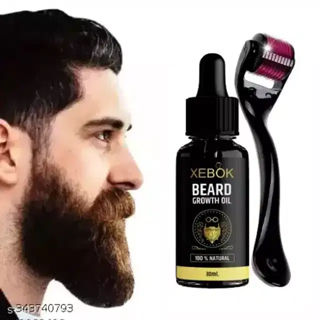 Xebok Beard Oil with Face Derma Roller, Set of 2