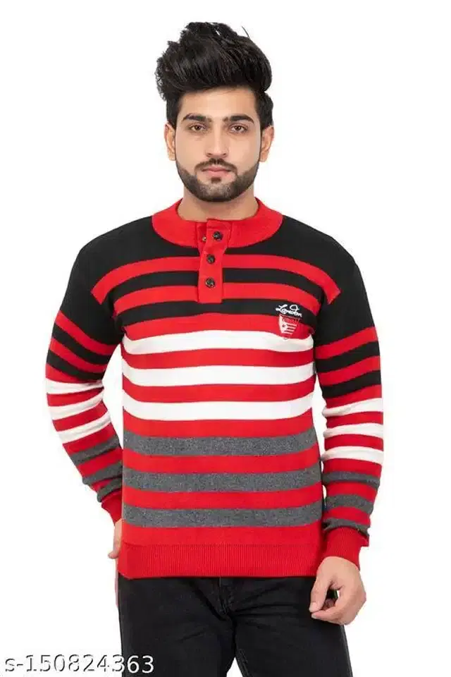 Woolen Sweater for Men (Red, M)