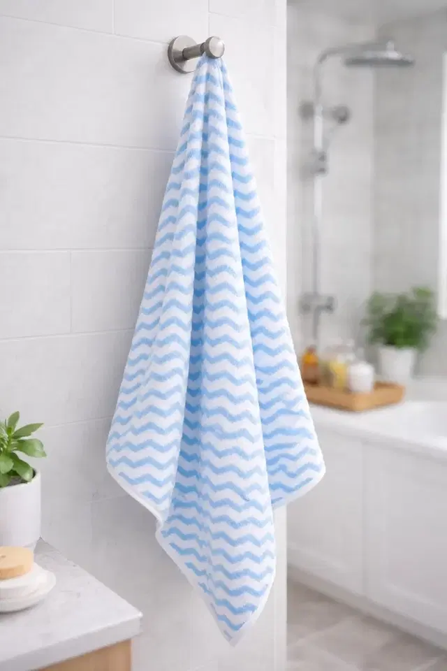 Microfiber Zig Zag Bath Towel Blue (70*140)