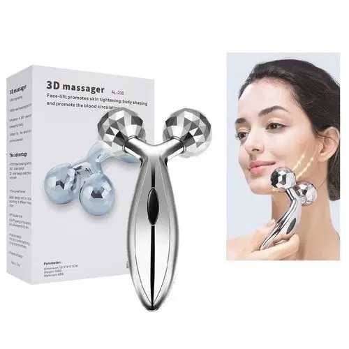 Stainless Steel 3D Roller Face Massager, Silver
