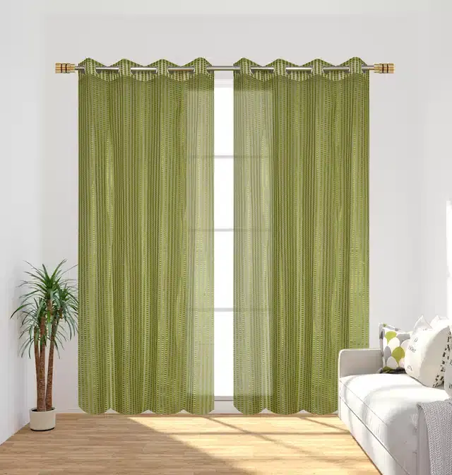 Polyester Window Curtains, Set of 1, Green, 5 feet