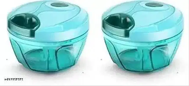 Plastic Vegetable Chopper, Blue, 450 ml, Pack of 2