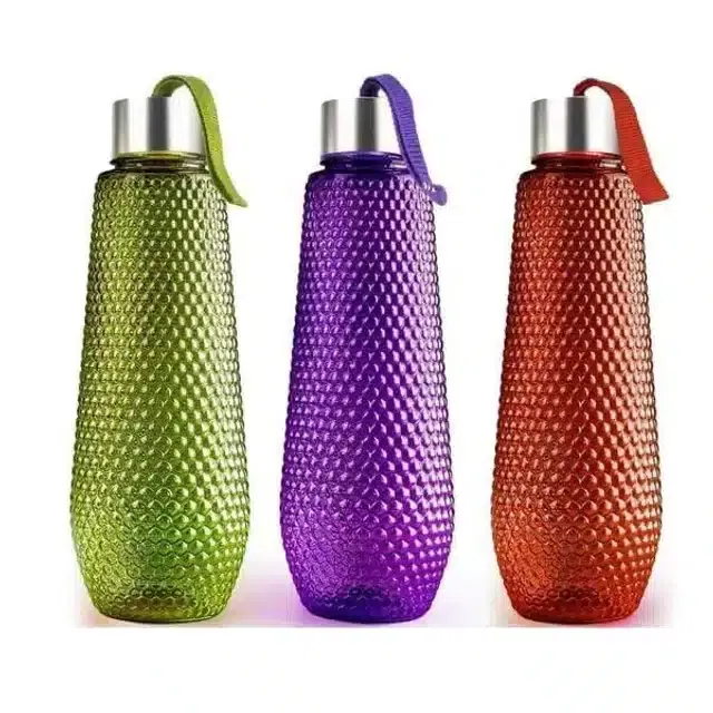Plastic Water Bottle Set, Pack of 3, 1000 ml, Multicolor