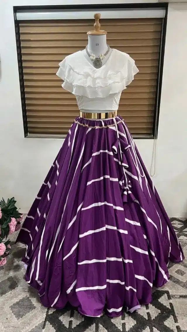 Ready to Wear Lehenga Choli for Women (Purple, XS)