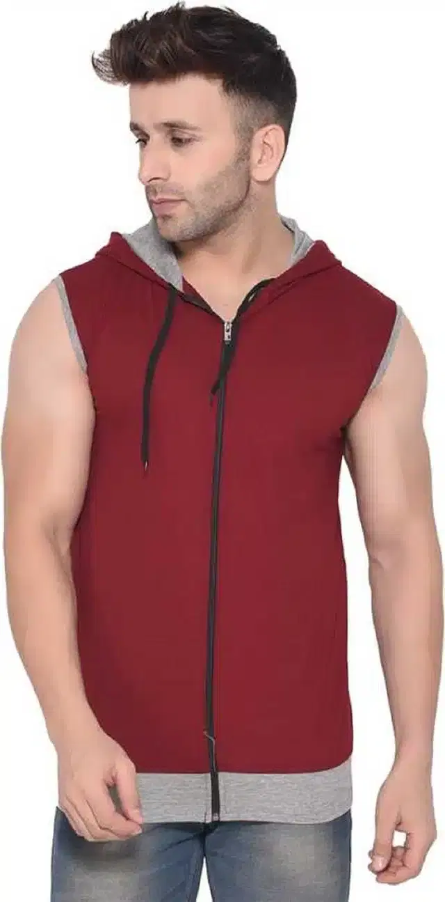 Sleeveless Sweatshirt for Men (Red, S)