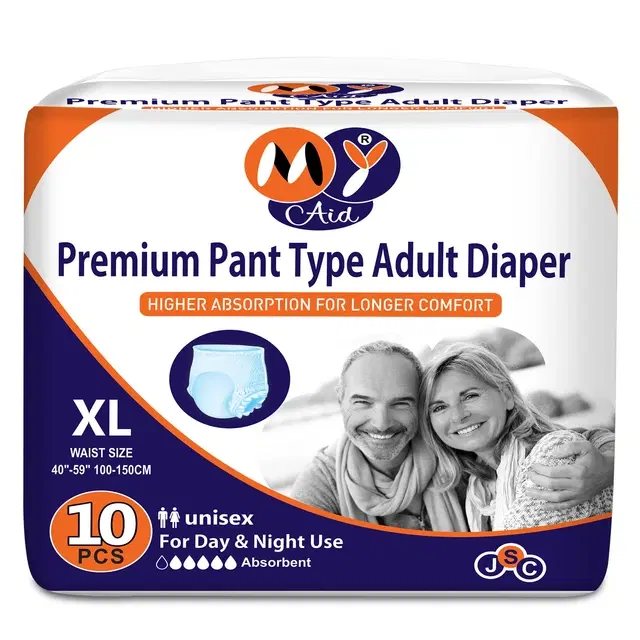Myaid Adult Stretch Fit Pants Diaper (XL) - 10 Pants