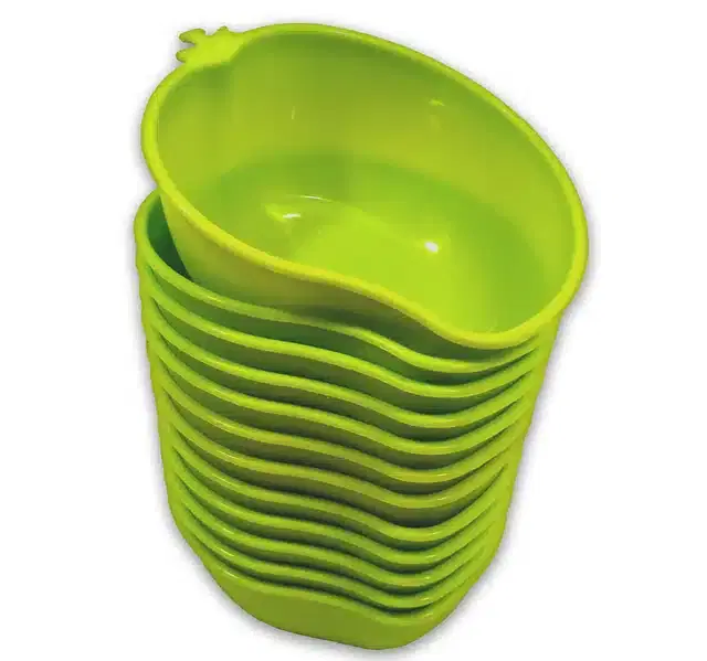 Plastic Snacks & Dessert Bowl Set, Green, Pack of 12