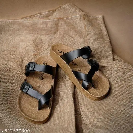 Aerowalk Leather Sliders for Men (Black, 7)