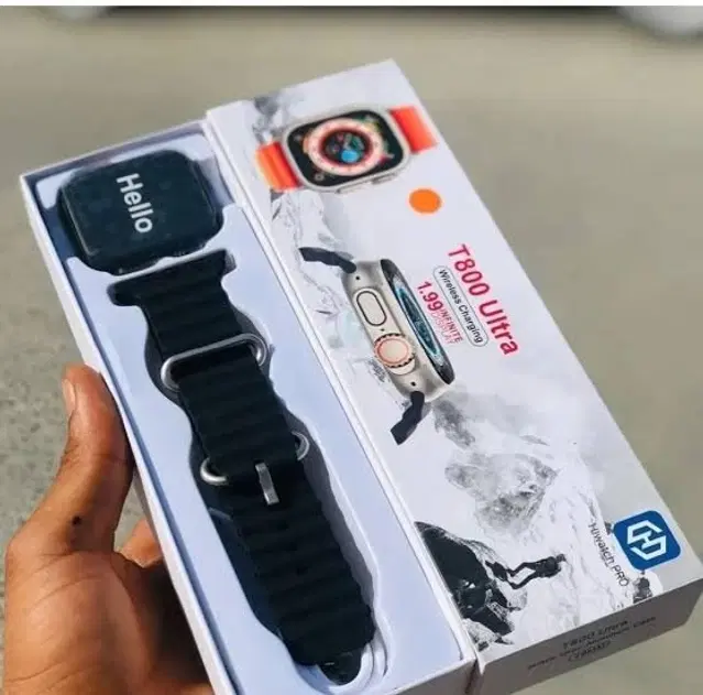 Rubber Strap T800 Smart Watch with Bluetooth Calling, Black